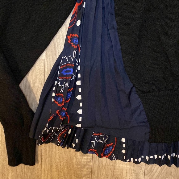 Sacai Pleated Panel Wool Knit Sweater - Picture 3 of 5